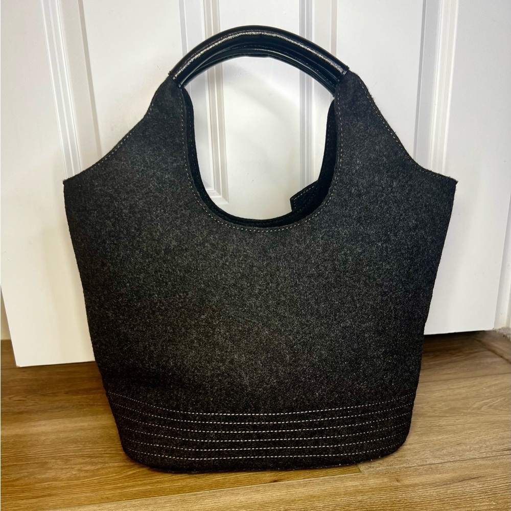 KATE SPADE Tate Handbag in Walker Charcoal Wool - Rare - Picture 2 of 11